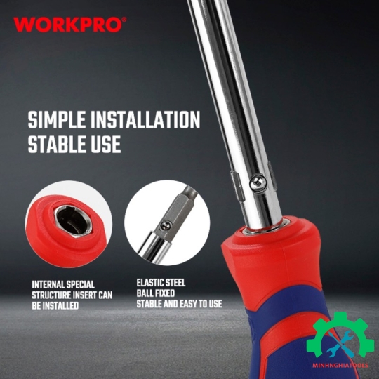 Bộ Tua vít đổi đầu 6 trong 1, thép hợp kim CR-V Workpro - WP221046 