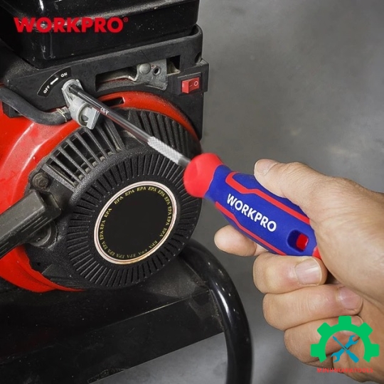 Tua vít đầu hoa thị, tay cầm bọc nhựa cao su 3 màu, chống trơn trượt kích thước PH1x100mm, thép hợp kim CR-V Workpro - WP221027