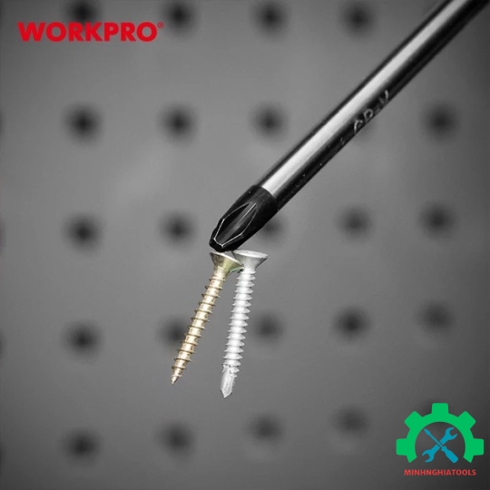 Tua vít đầu hoa thị, tay cầm bọc nhựa cao su 3 màu,ước PH3x150mm, thép hợp k chống trơn trượt kích thim CR-V Workpro - WP221032