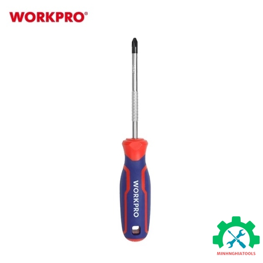 Tua vít đầu hoa thị, tay cầm bọc nhựa cao su 3 màu, chống trơn trượt kích thước PH1x100mm, thép hợp kim CR-V Workpro - WP221027
