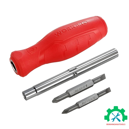 Bộ Tua vít đổi đầu 6 trong 1, thép hợp kim CR-V Workpro - WP221066 