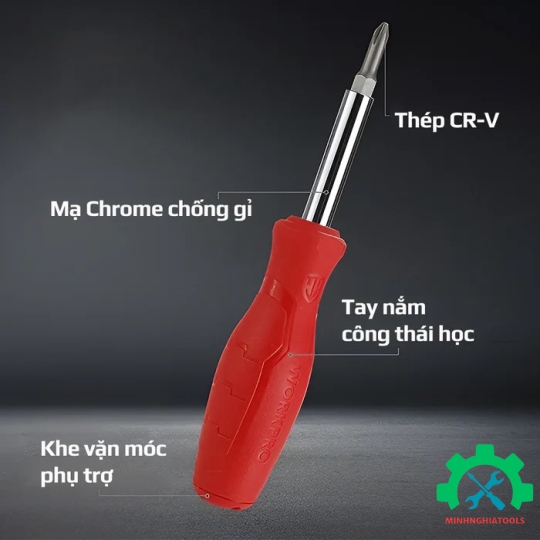 Bộ Tua vít đổi đầu 6 trong 1, thép hợp kim CR-V Workpro - WP221066 