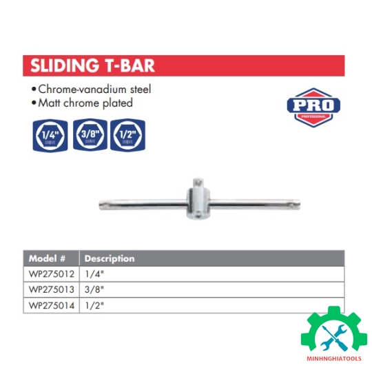 Thanh trượt chữ T có đầu vuông 1/2 inch Workpro - WP275014 
