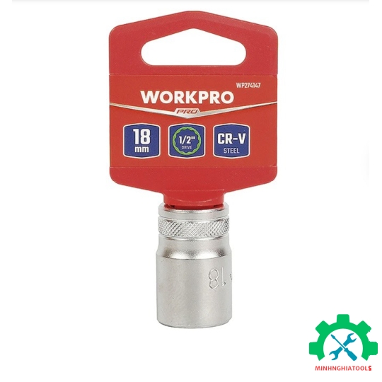 Đầu tuýp có đầu vuông 1/2 inch và đầu lục giác 12 cạnh size 18mm Workpro - WP274147