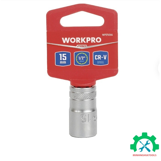 Đầu tuýp có đầu vuông 1/2 inch và đầu lục giác 12 cạnh size 15mm Workpro - WP274144