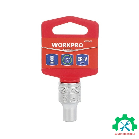 Đầu tuýp có đầu vuông 1/2 inch và đầu lục giác 12 cạnh size 8mm Workpro - WP274137