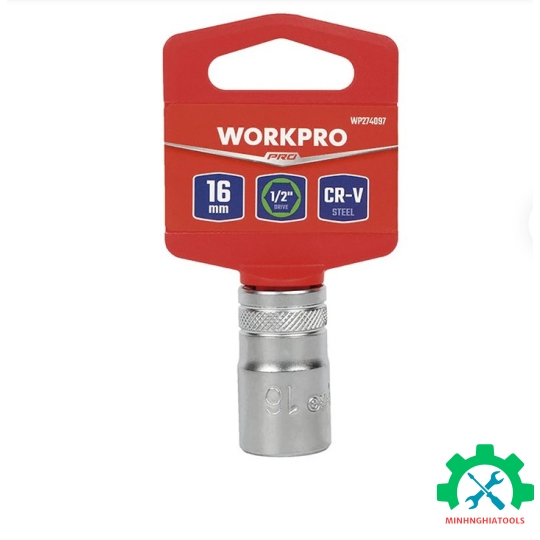 Đầu tube có đầu vuông 1/2 inch và đầu lục giác 6 cạnh size 16mm Workpro - WP274097