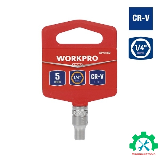 Đầu tube có đầu vuông 1/4 inch và đầu lục giác 6 cạnh size 5mm Workpro - WP274002