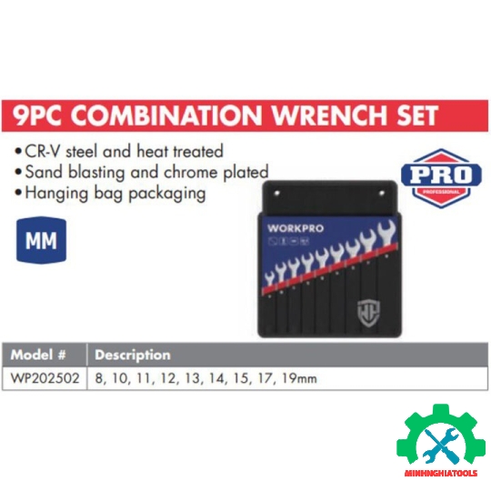 Bộ cờ lê vòng miệng 9 chi tiết  Workpro - WP202502