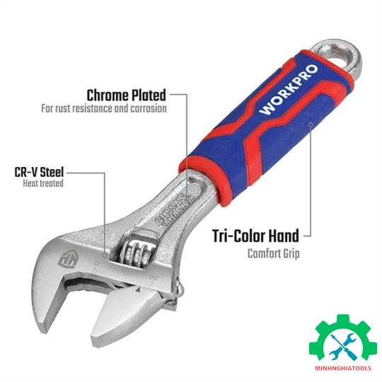 Mỏ lết WORKPRO thép CR-V cán bọc nhựa , size từ 6 - 12 inch 