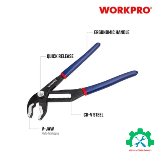 Kìm mỏ quạ, điều chỉnh được 8 inch 200mm Workpro - WP231086 