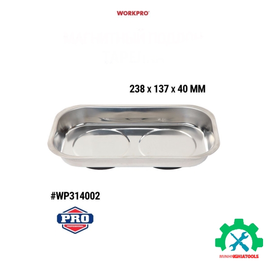 Khay đựng dụng cụ hình chữ nhật, thép không gỉ Workpro - WP314002 