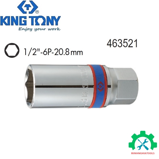 Tube tháo bugi  Kingtony 4635M chân cấm 1/2" ron cao su, Kích thước 16 - 20.8mm