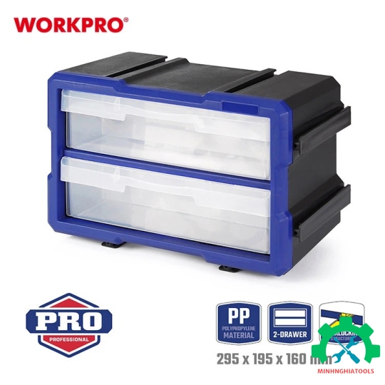 Hộp đựng đồ nghề 2 ngăn, bằng nhựa, Workpro - WP283012 