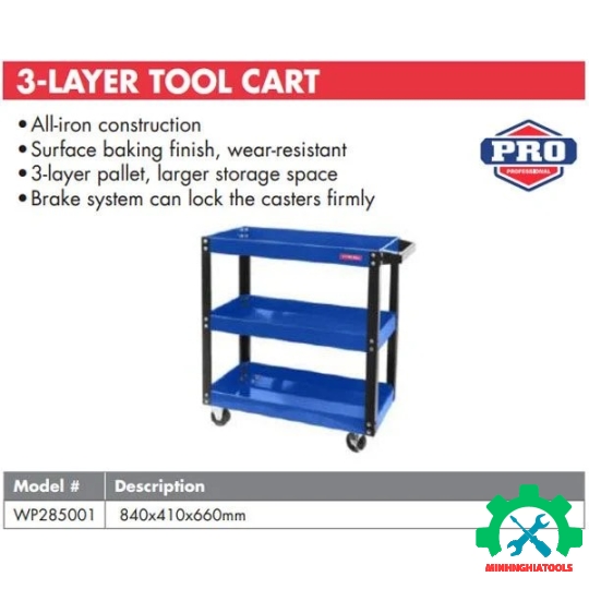 Kệ 3 tầng, bằng kim loại dùng đựng dụng cụ Workpro - WP285001 