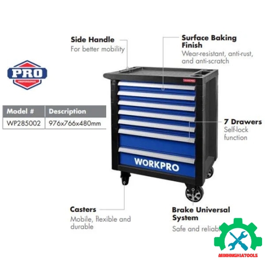 Tủ đồ nghề 7 ngăn, bằng kim loại Workpro - WP285002 