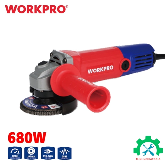 Máy mài góc 100mm, công suất 680W/Công Tắc đuôi Workpro - WP472021 