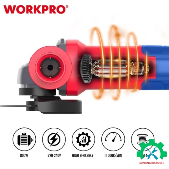 Máy mài góc 100mm, công suất 680W/Công Tắc đuôi Workpro - WP472021 