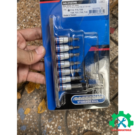 Bộ tuýp lục giác sao có lỗ Kingtony 2107PR loại 14 7 chi tiết (T10-T40) 