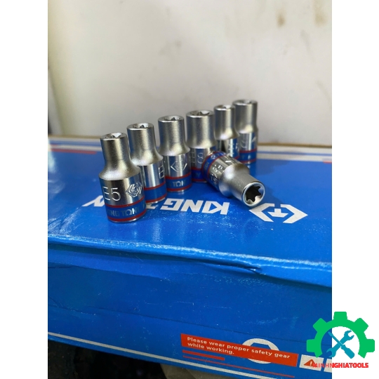 Tuýp E trắng ngắn chân cấm 1/4" Kingtony 2375M, kích thước lẽ E5 - E8