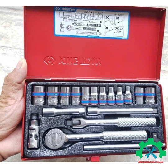 Bộ tuýp 1/4 Kingtony 2019MR03 18 chi tiết loại tuýp 12 cạnh 