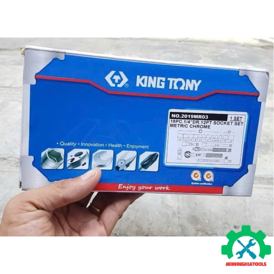 Bộ tuýp 1/4 Kingtony 2019MR03 18 chi tiết loại tuýp 12 cạnh 