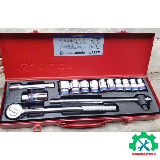 Bộ tuýp 1/2 inch  Kingtony 4514MR01 có 14 chi tiết hệ mét  (loại 6 cạnh)