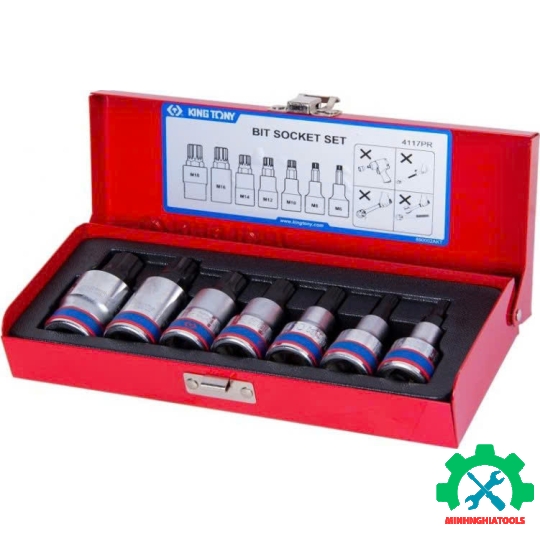 Bộ tuýp lục giác sao (12 cạnh - tuýp M) 7 chi tiết Kingtony 4117PR