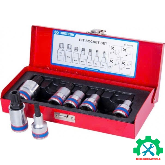 Bộ tuýp lục giác sao (12 cạnh - tuýp M) 7 chi tiết Kingtony 4117PR