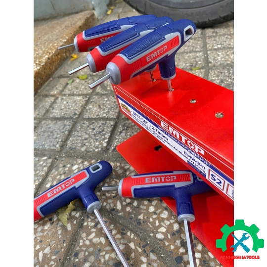 Bộ lục giác tay cầm chữ T 8 chi tiết ( kèm đế sắt ) EMTOP ETHW6061 loại 6 cạnh
