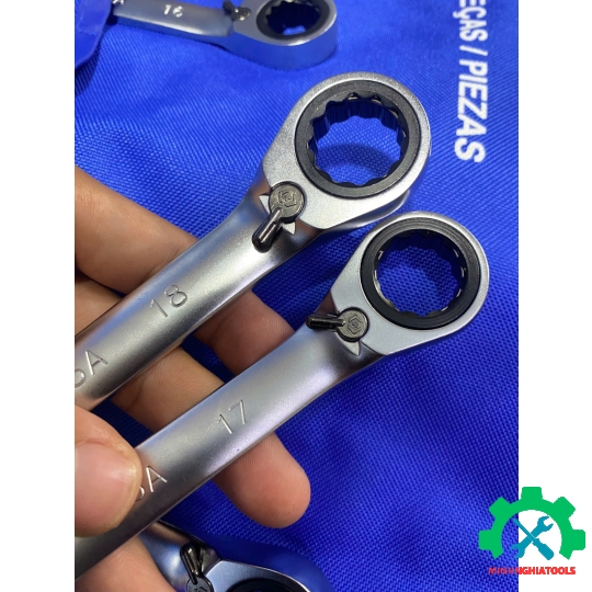 Bộ cờ lê vòng miệng tự động 8-24mm có khóa gạt Kingtony 122A14MRN 14 chi tiết 