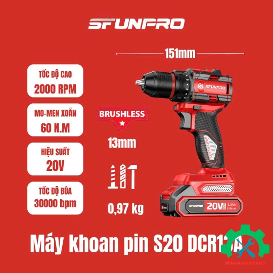 Máy Khoan Pin SFUNPRO S20 DCR13A Bản 2.0A 13MM 3 Chức Năng  